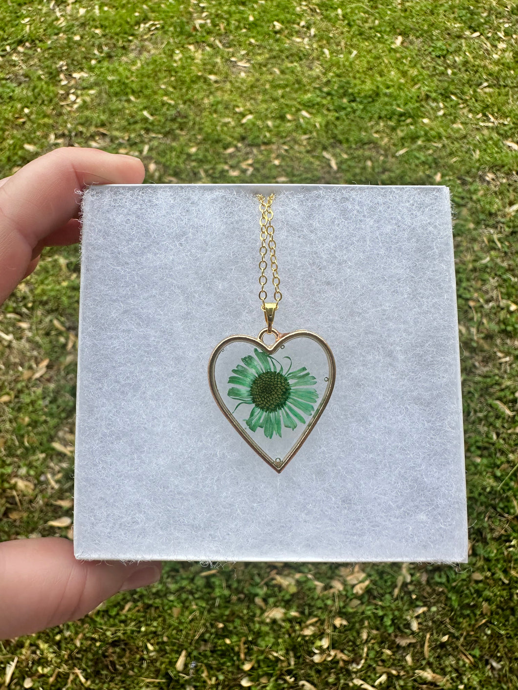 Green Floral Heart Necklace