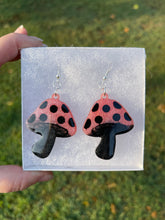 Load image into Gallery viewer, Large Pink &amp; Black Mushroom Earrings
