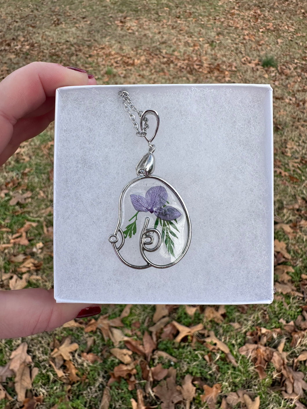 Purple & Green Floral Boob Necklace
