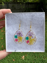 Load image into Gallery viewer, Multicolored Floral Teardrop Earrings
