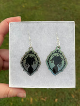 Load image into Gallery viewer, Blue &amp; Green Shimmering Medusa Silhouette Earrings
