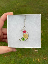 Load image into Gallery viewer, Pink, Green, &amp; Orange Floral Moon Necklace
