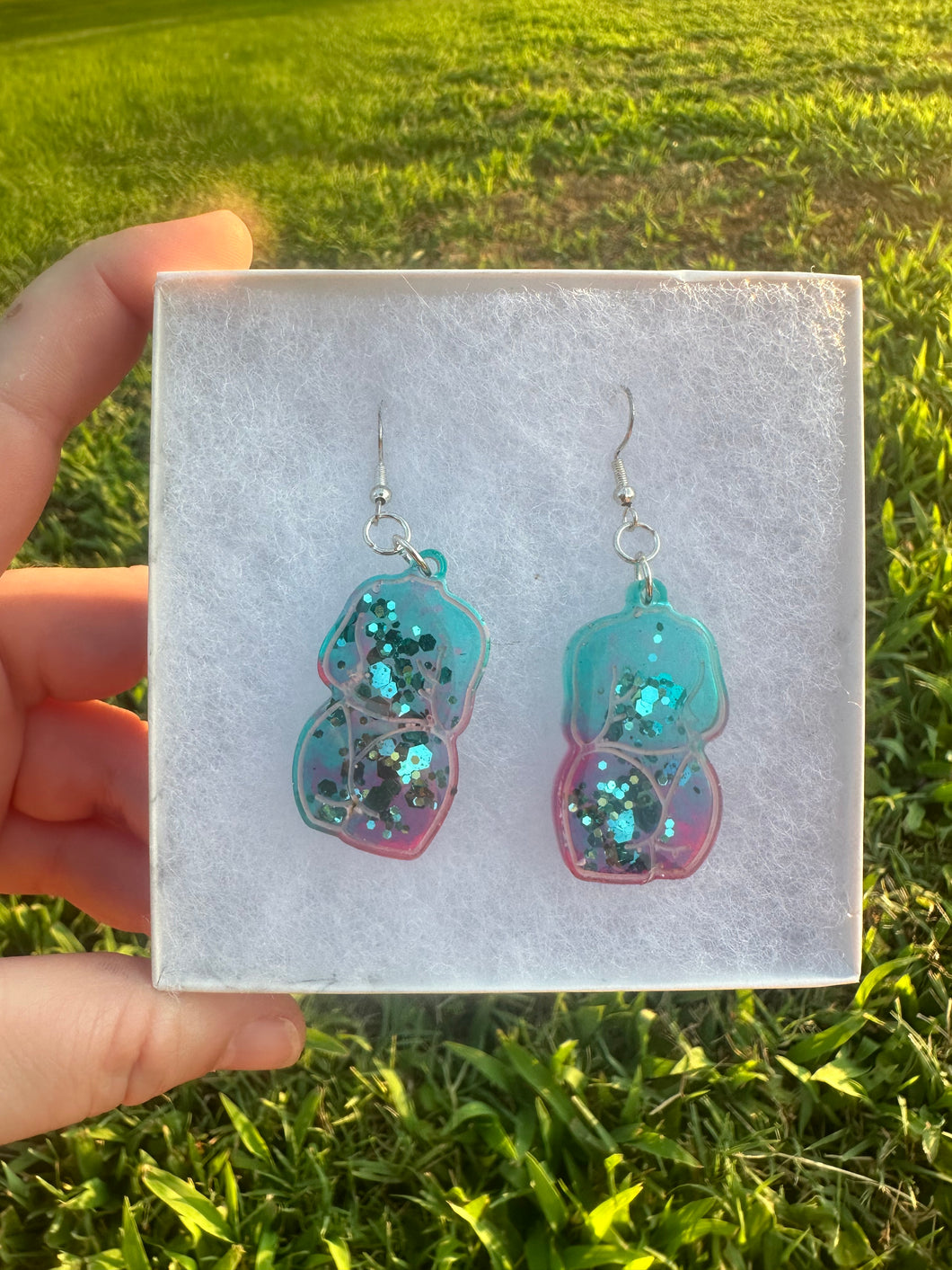 Teal & Pink Body Earrings