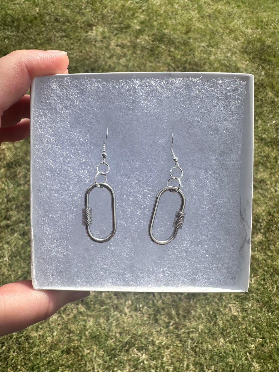 Silver Carabiner Earrings