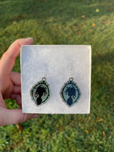 Load image into Gallery viewer, Blue Green Shimmering Medusa Silhouette Earrings
