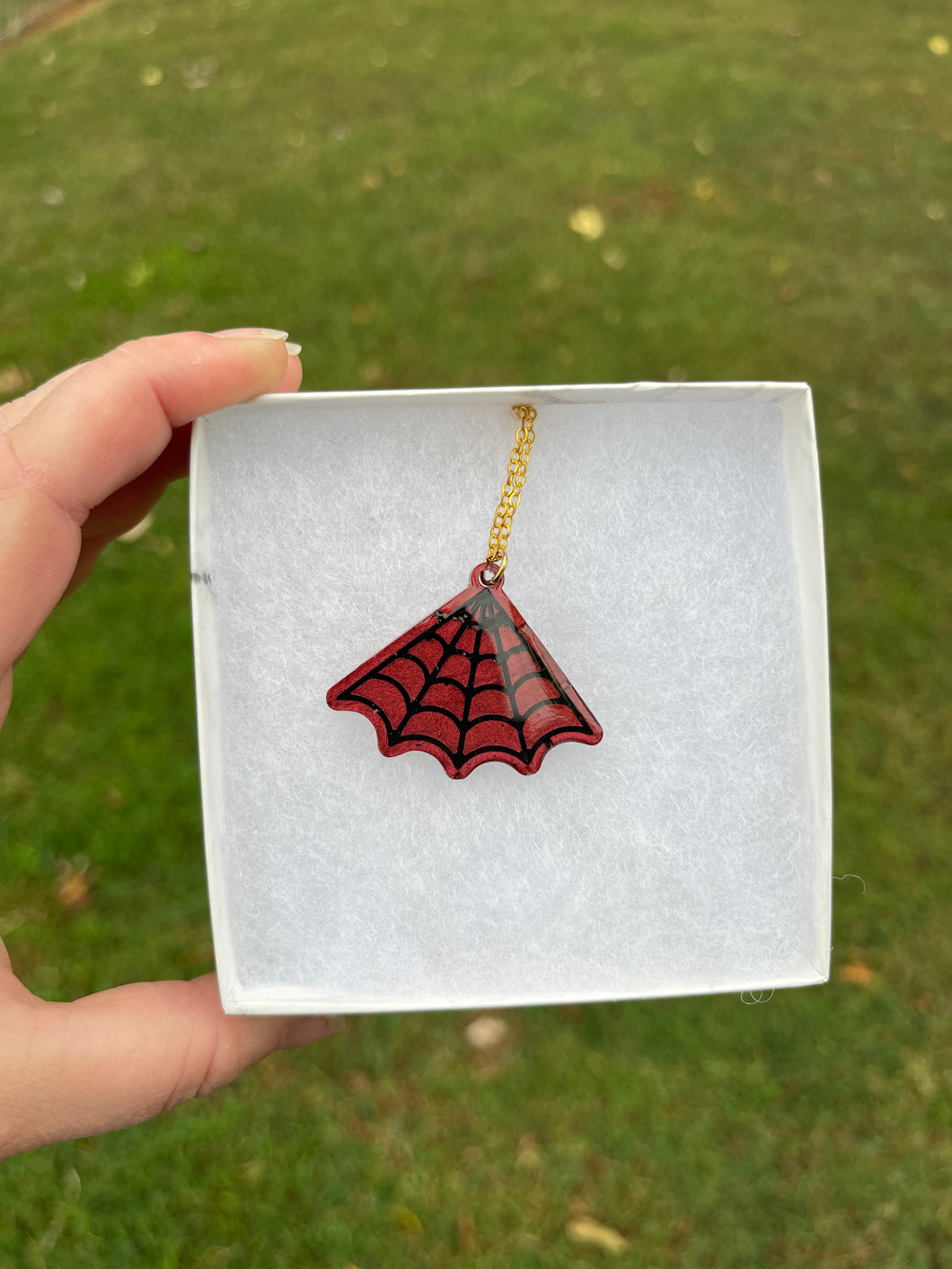 Red Spiderweb Necklace