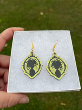 Load image into Gallery viewer, Green &amp; Gold Medusa Silhouette Earrings
