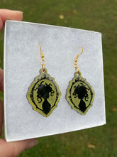 Load image into Gallery viewer, Green &amp; Gold Medusa Silhouette Earrings
