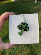 Load image into Gallery viewer, Green Sparkly Mushroom Necklace
