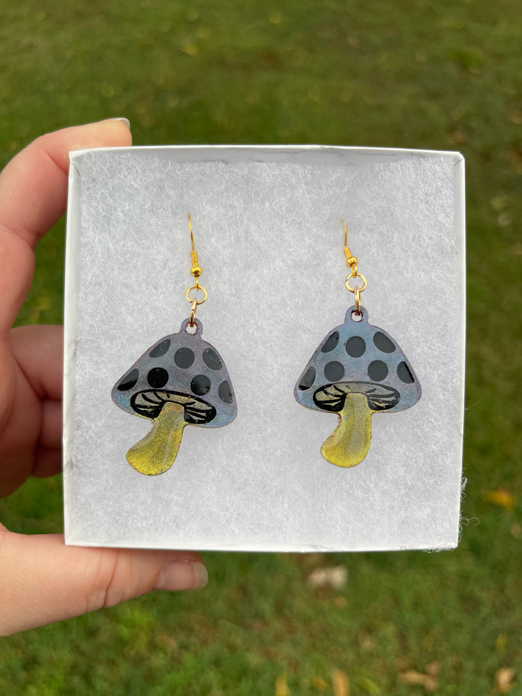 Blue & Green Mushroom Earrings