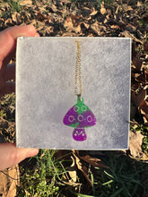 Load image into Gallery viewer, Purple &amp; Green Sparkly Mushroom Necklace
