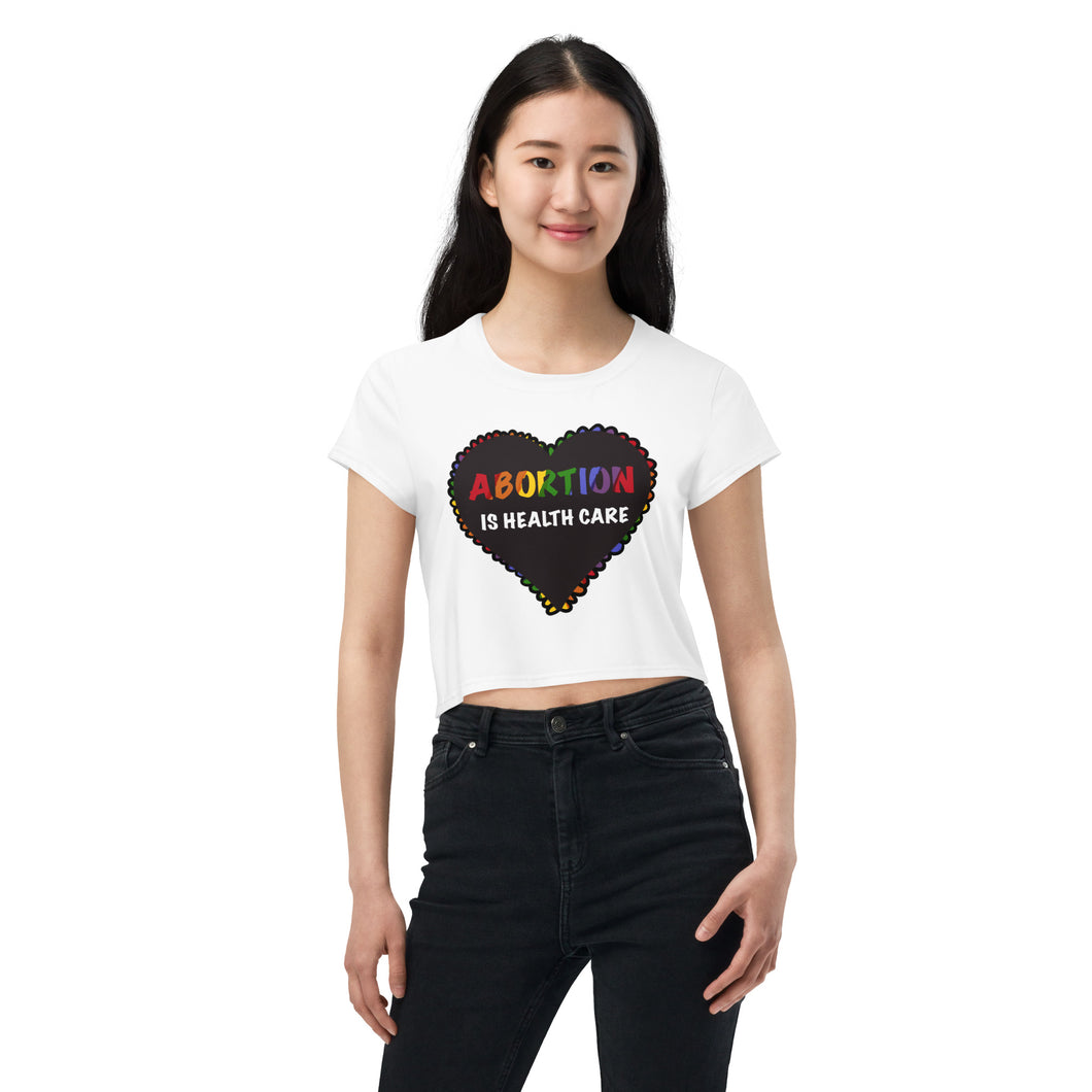 Abortion is Healthcare Rainbow Heart Crop Tee