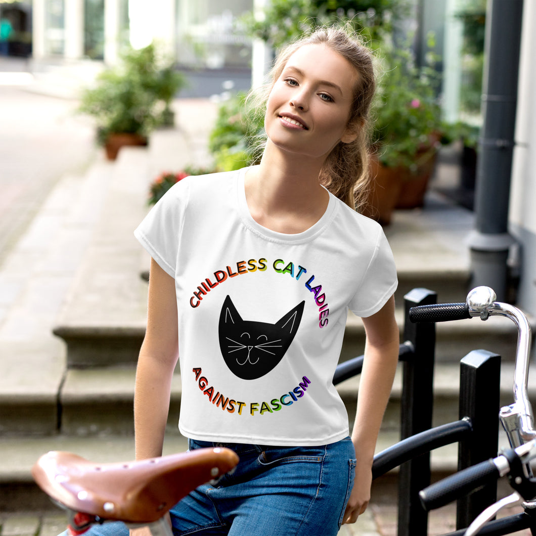 Cat Ladies Against Fascism Crop Tee