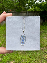 Load image into Gallery viewer, Blue Floral Oval Necklace
