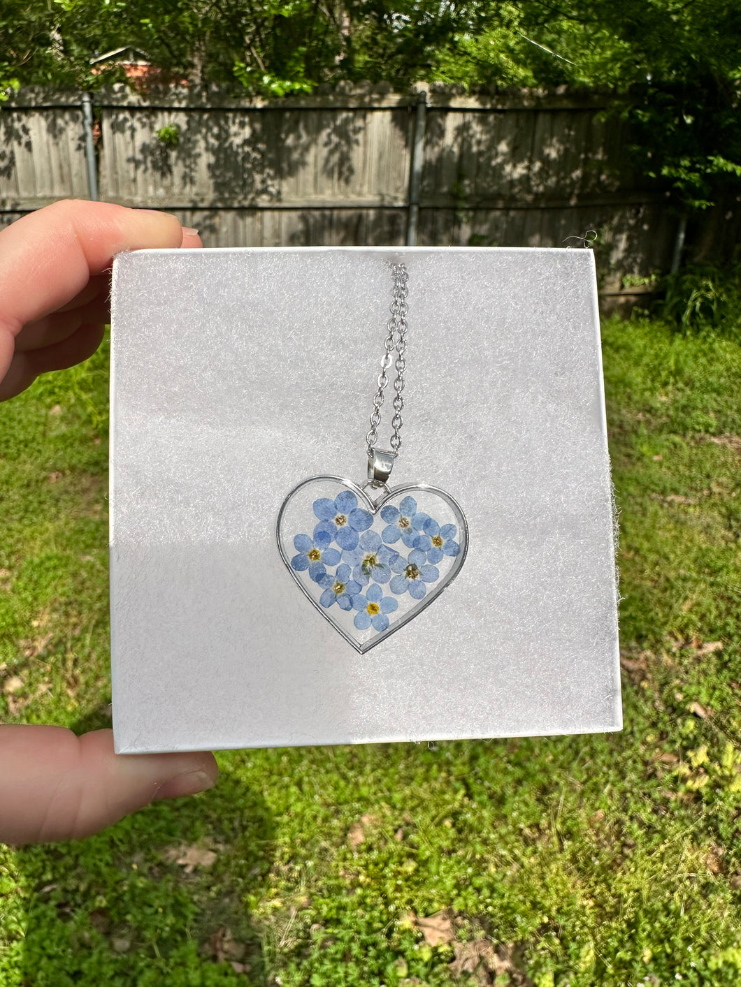 Blue Floral Heart Necklace