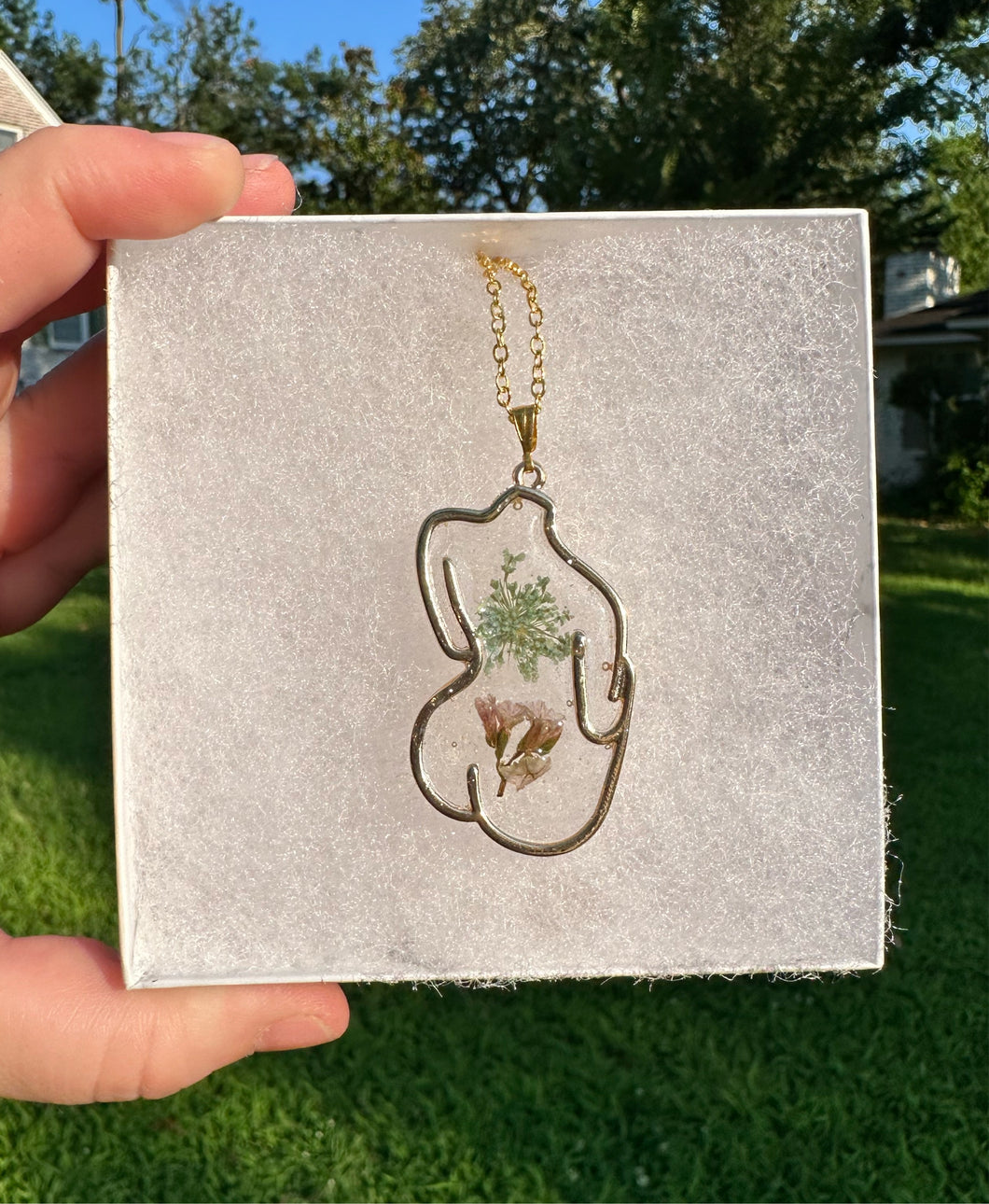Light Blue & Grey Floral Body Necklace