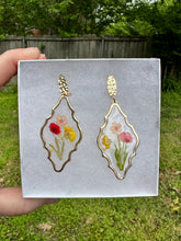 Load image into Gallery viewer, Red Pink &amp; Yellow Floral Earrings
