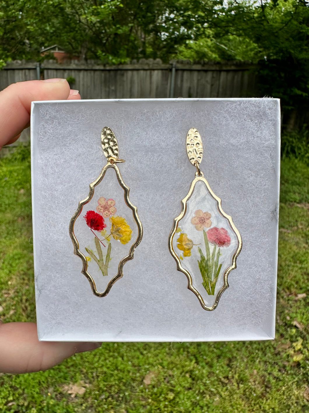 Red Pink & Yellow Floral Earrings