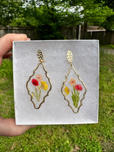 Load image into Gallery viewer, Red Pink &amp; Yellow Floral Earrings
