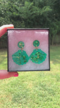 Load and play video in Gallery viewer, Teal &amp; Gold Shell Earrings
