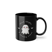Load image into Gallery viewer, Thick Thighs Spooky Vibes Black Coffee Cup

