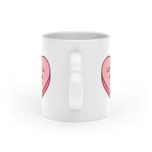 Load image into Gallery viewer, Love is a Verb Heart-Shaped Mug
