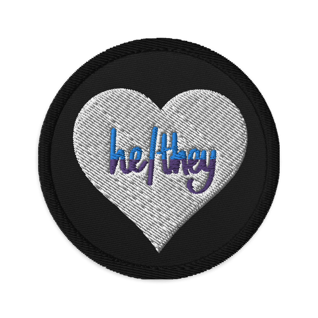 He/They Embroidered Patch