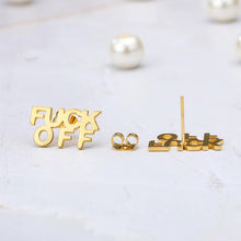 Load image into Gallery viewer, Gold Fuck Off Earrings
