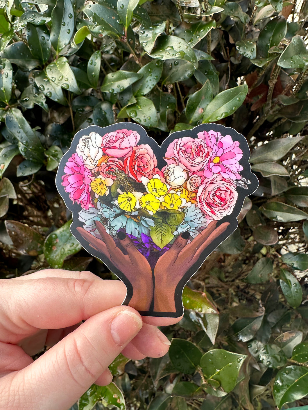 Floral Rainbow Heart Sticker