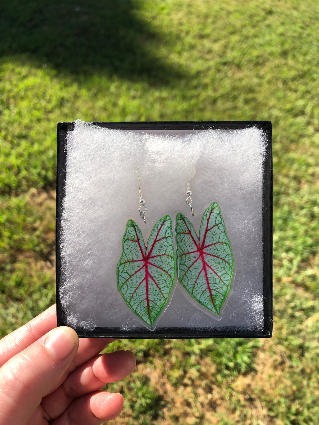 Green & Pink Leaf Earrings
