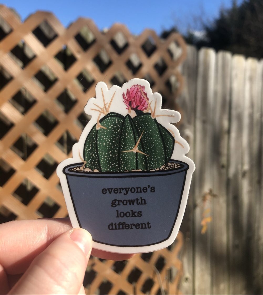 Everyone’s Growth Looks Different Cactus Sticker