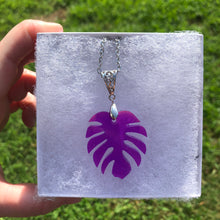 Load image into Gallery viewer, Purple Monstera Leaf Necklace
