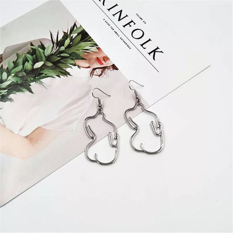 Silver Abstract Body Earrings