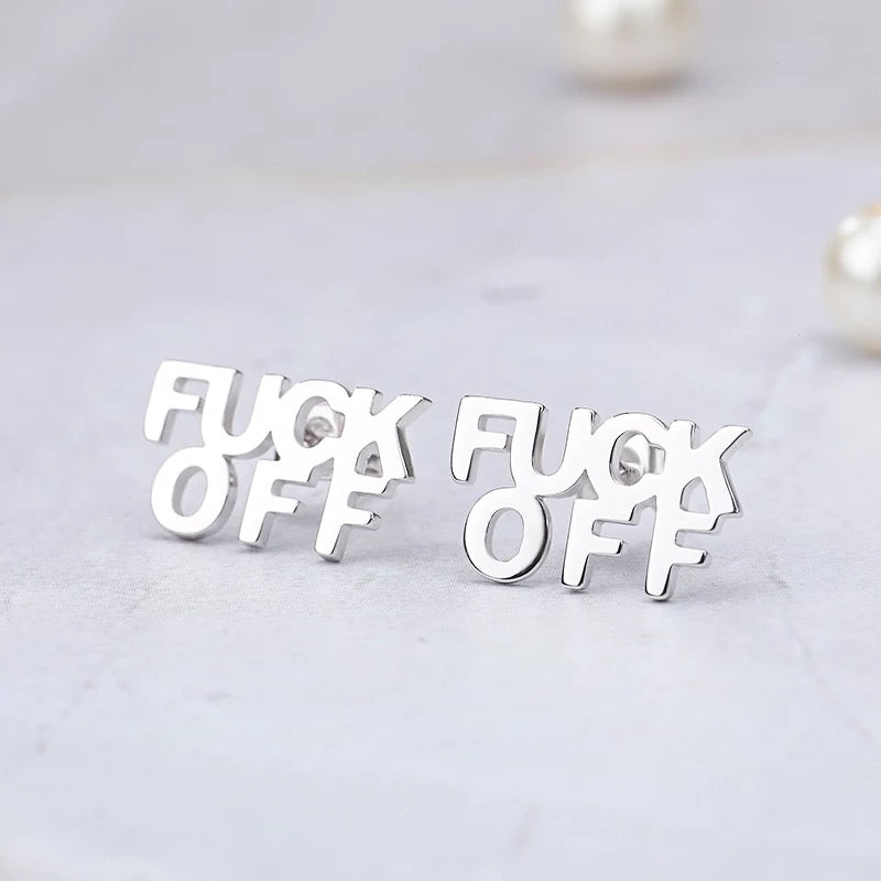 Silver Fuck Off Earrings