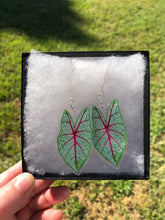 Load image into Gallery viewer, Green &amp; Pink Leaf Earrings
