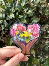 Load image into Gallery viewer, Floral Rainbow Heart Sticker
