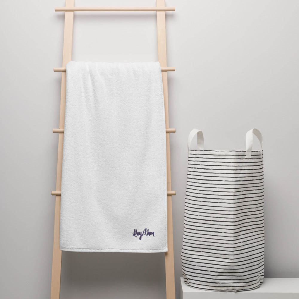 They Them Embroidered Oversized Turkish cotton towel
